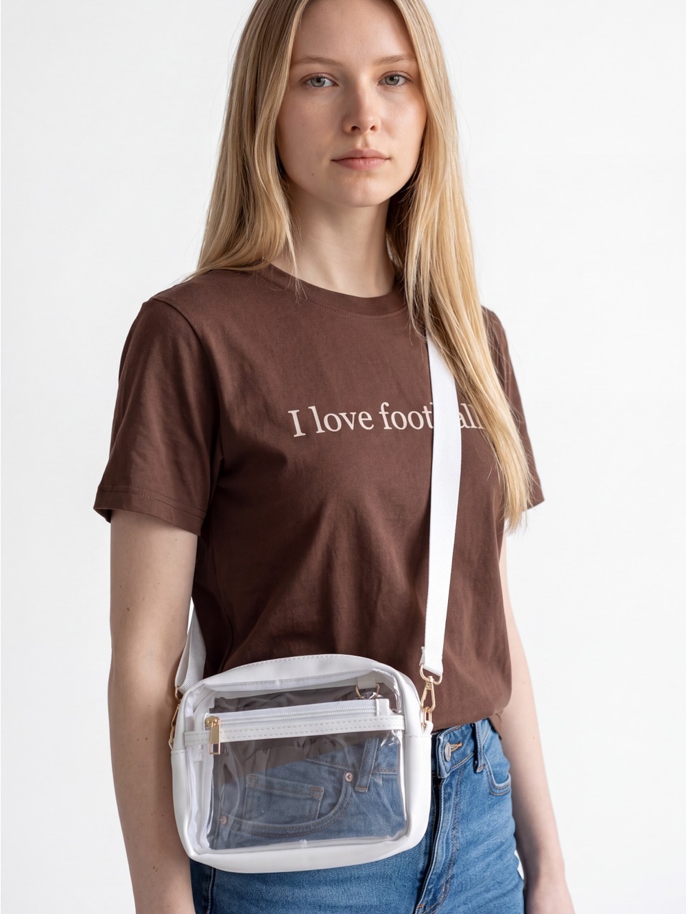 White Transparent Crossbody Bag stadium approved fully complies